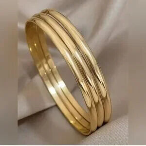 Gold Plated Stainless Steel 3pc Bangle Bracelet Set